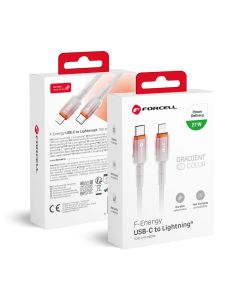 Cable USB C to Lightning Forcell F-Energy PD 3A 27W Gradient 1 m C356 white
