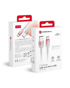 Cable USB A to Micro USB Forcell F-Energy QC3.0 2 4A 18W Gradient 1 m C351 white