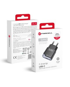 Phone charger Forcell F-Energy Ultra Slim GaN III USB C PD QC4.0 3A 30W B130101-E black
