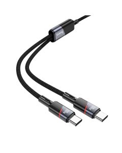 Cable 2in1 USB C to USB C / USB C Hoco 5A 100W 1 2 m U139 black