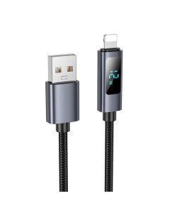 Cable USB A to Lightning Hoco 2 4A with display 1 m X112 black