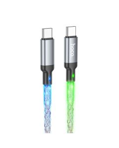 Cable USB C to USB C Hoco 3A 60W LED 1 m U112 gray