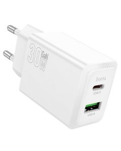 Phone charger Hoco USB A + USB C QC3.0 PD AFC 3A 30W N71 white