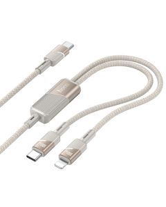 Cable 2in1 USB C to USB C + Lightning Hoco 5A 100W 1 2 m U139 gold