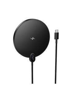 Wireless charger Hoco 15W with cable USB C and digital display CW62 black