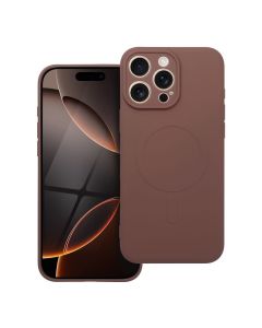 SILICONE MAG COVER case compatible with MagSafe for IPHONE 17 Pro Max brown