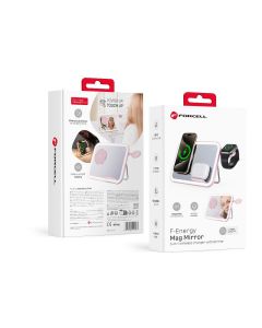 FORCELL F-ENERGY Mag Mirror 15W 3 in 1 wireless charger compatible with MagSafe / Apple Watch / Samsung Watch / Airpods pink