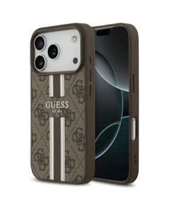 GUESS case for IPHONE 17 Pro compatible with MagSafe GUHMP17LP4RPSW (4G Printed Stripes) brown