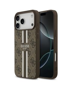 GUESS case for IPHONE 17 Pro Max compatible with MagSafe GUHMP17XP4RPSW (4G Printed Stripes) brown