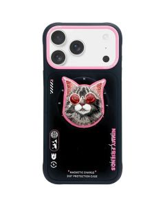 NIMMY case GLASSES COOL CAT compatible with MagSafe for IPHONE 17 Pro Max black pink