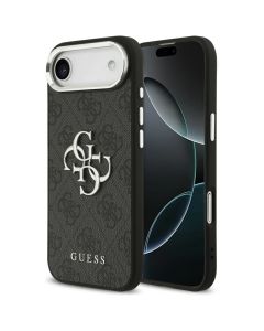 GUESS case for IPHONE 17 Air GUHCP17MP4G4SMCK (4G PU Leather Case with Big 4G and Classic Logo and Silver Metal Camera Frame) black
