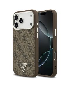 GUESS case for IPHONE 17 Pro Max compatible with MagSafe GUHMP17XP4TSRCMW (PU 4G W/Triangle Logo SL) brown