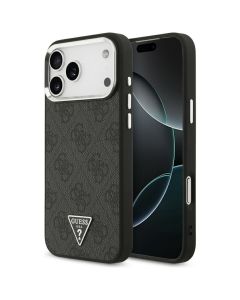 GUESS case for IPHONE 17 Pro Max compatible with MagSafe GUHMP17XP4TSRCMK (PU 4G W/Triangle Logo SL) black