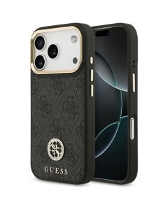 GUESS case for IPHONE 17 Pro compatible with MagSafe GUHMP17LP4GRMDEK (PU W/ 4G Strass Logo) black