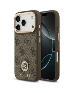GUESS case for IPHONE 17 Pro compatible with MagSafe GUHMP17LP4GRMDEW (PU W/ 4G Strass Logo) brown