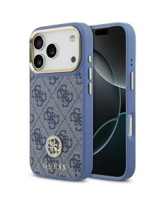 GUESS case for IPHONE 17 Pro compatible with MagSafe GUHMP17LP4GRMDEB (PU W/ 4G Strass Logo) blue
