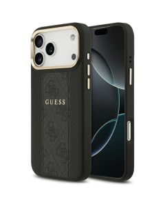 GUESS case for IPHONE 17 Pro Max compatible with MagSafe GUHMP17XPG4SEMCK (PU W/ 4G Stripe) black