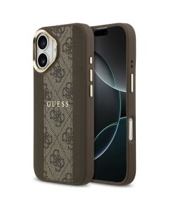 GUESS case for IPHONE 17 compatible with MagSafe GUHMP17SPG4SEMCW (PU W/ 4G Stripe) brown