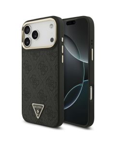 GUESS case for IPHONE 17 Pro Max compatible with MagSafe GUHMP17XP4GTDGMK (4G PU W/ Triangle Logo) gold black