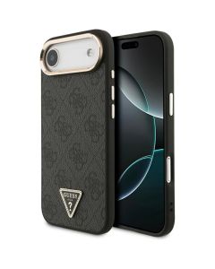 GUESS case for IPHONE 17 Air compatible with MagSafe GUHMP17MP4GTDGMK (4G PU W/ Triangle Logo) gold black