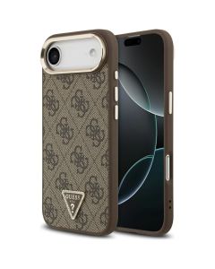 GUESS case for IPHONE 17 Air compatible with MagSafe GUHMP17MP4GTDGMW (4G PU W/ Triangle Logo) gold brown