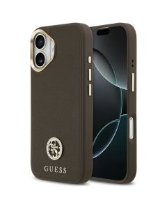 GUESS case for IPHONE 17 compatible with MagSafe GUHMP17SPGCRMDEW (PU W/ Grained Strass Logo) brown