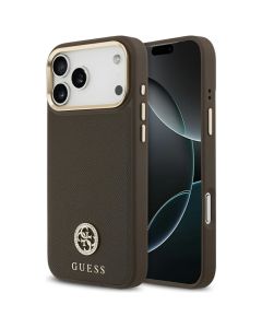 GUESS case for IPHONE 17 Pro Max compatible with MagSafe GUHMP17XPGCRMDEW (PU W/ Grained Strass Logo) brown