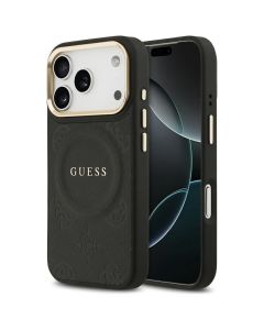 GUESS case for IPHONE 17 Pro compatible with MagSafe GUHMP17LPSAMSECK (PU W/ Peony Hot Stamp) black
