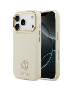 GUESS case for IPHONE 17 Pro compatible with MagSafe GUHMP17LPGCRMDEE (PU W/ Grained Strass Logo) beige