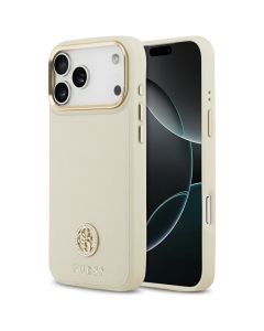 GUESS case for IPHONE 17 Pro Max compatible with MagSafe GUHMP17XPGCRMDEE (PU W/ Grained Strass Logo) beige