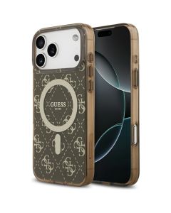 GUESS case for IPHONE 17 Pro compatible with MagSafe GUHMP17LH4DTEW (IML 4G Background) brown