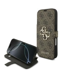 GUESS book case for IPHONE 17 Pro GUBKP17L4GMGBR (PU 4G Metal Logo) brown