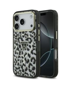 GUESS case for IPHONE 17 Pro Max compatible with MagSafe GUHMP17XHLEGTGLK (PC TPU W/ Leopard Glitter) black