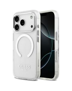 GUESS case for IPHONE 17 Pro compatible with MagSafe GUHMP17LHTRMS (Metal Outline) silver