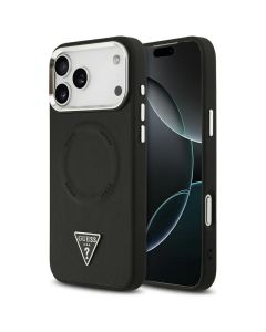 GUESS case for IPHONE 17 Pro compatible with MagSafe GUHMP17LPSDTSCMK (PU W/ Triangle Logo) black