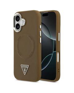 GUESS case for IPHONE 17 compatible with MagSafe GUHMP17SPSDTSCMW (PU W/ Triangle Logo) brown