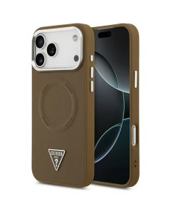 GUESS case for IPHONE 17 Pro compatible with MagSafe GUHMP17LPSDTSCMW (PU W/ Triangle Logo) brown