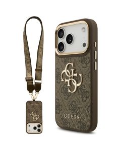 GUESS case for IPHONE 17 Pro GUHCP17LP4G4BCSW (PU W/ Big 4G Classic & Big Strap Metal Buttons) brown