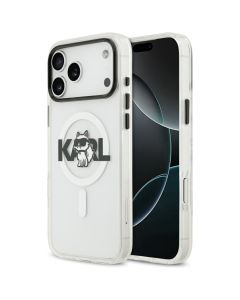 KARL LAGERFELD case for IPHONE 17 Pro compatible with MagSafe KLHMP17LHGCHGKBT (IML Choupette Sketch Logo) transparent