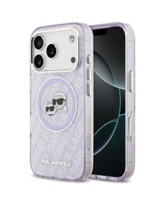 KARL LAGERFELD case for IPHONE 17 Pro compatible with MagSafe KLHMP17LHMKBKCHOU (IML Glitter K&C Heads Logo) purple