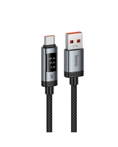 Data Cable with digital display USB C to USB C Hoco PD 6A 240W 1 2 m U148 black