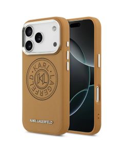 KARL LAGERFELD case for IPHONE 17 Pro compatible with MagSafe KLHMP17LPSKRPMW (PU W/ Point & Metal Logo) brown