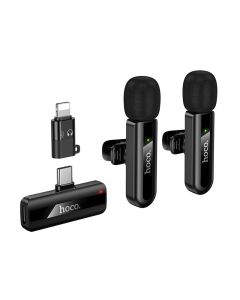 Wireless double microphone Lightning / USB C Hoco L20A black