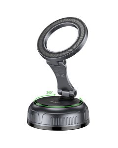 Car holder magnetic Hoco with adjustable suction cum H92 black metal gray