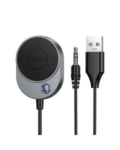 Wireless car receiver Hoco AUX Bluetooth with cable Jack 3 5 mm E150 metal gray