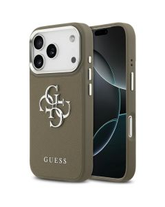 GUESS case for IPHONE 17 Pro compatible with MagSafe GUHCP17LPG4SMCEW (Grained PU W/ Big 4G Classic Logo) brown