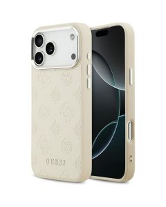 GUESS case for IPHONE 17 Pro Max compatible with MagSafe GUHMP17XPSPOSSSE (PU W/ Peony Hot Stamp Script) beige
