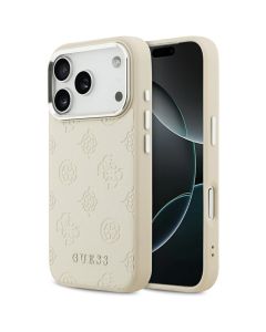 GUESS case for IPHONE 17 Pro compatible with MagSafe GUHMP17LPSPOSSSE (PU W/ Peony Hot Stamp Script) beige