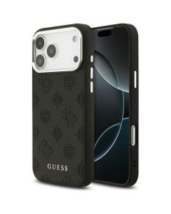 GUESS case for IPHONE 17 Pro Max compatible with MagSafe GUHMP17XPSPOSSSK (PU W/ Peony Hot Stamp Script) black