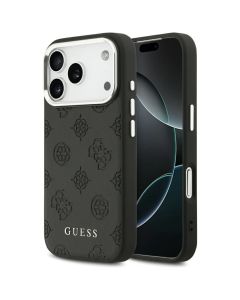 GUESS case for IPHONE 17 Pro compatible with MagSafe GUHMP17LPSPOSSSK (PU W/ Peony Hot Stamp Script) black